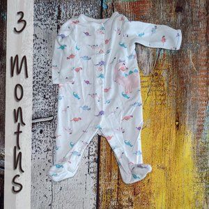 Gently worn light footed baby girl dino pajamas